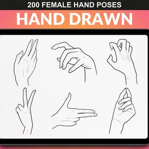 Unique female hand poses included in the FUPstudio Procreate stamps bundle. Ideal for character design and creative projects.
