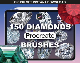 150 Procreate Diamond Brushes, Gemstone Stamps, Jewelry Brushes, Procreate Fashion Brushes for Gems, Sparkle & Accessories