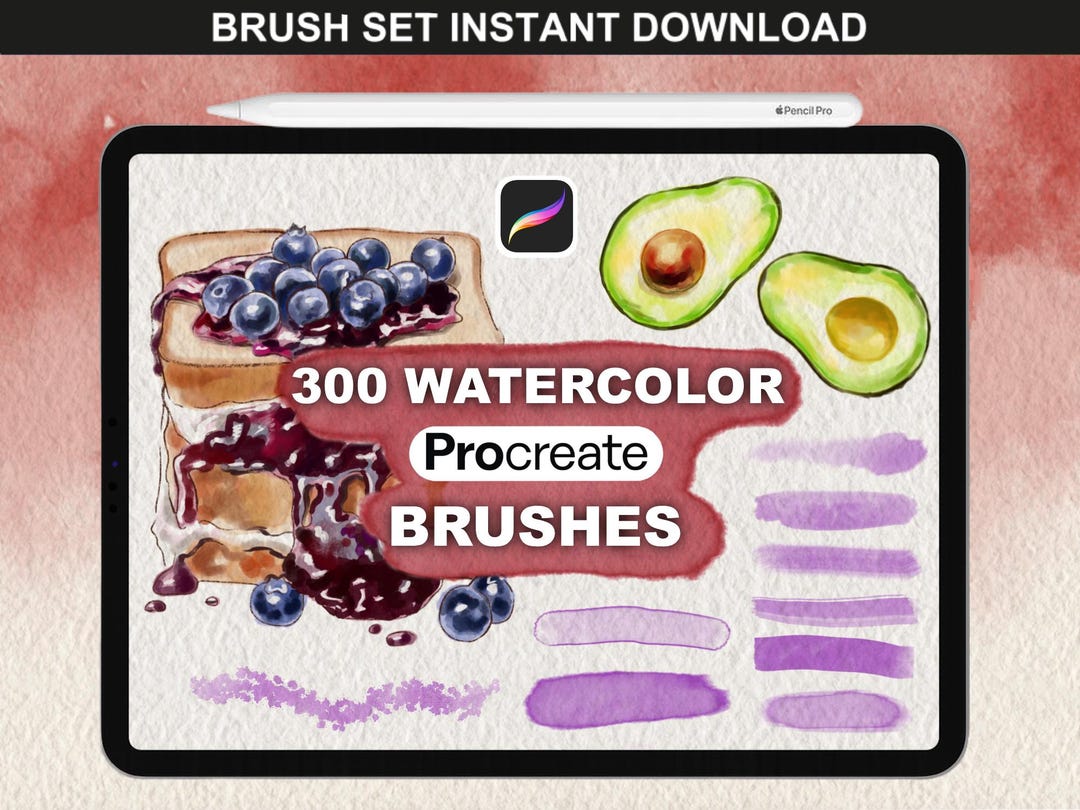Realistic Watercolor Procreate Brushes Bundle, Procreate Canvas ...