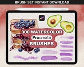 Realistic Watercolor Procreate Brushes Bundle, Procreate Canvas, Digital Watercolor Brush Set, Texture & Procreate Painting Brushes