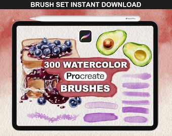 Realistic Watercolor Procreate Brushes Bundle, Procreate Canvas, Digital Watercolor Brush Set, Texture & Procreate Painting Brushes