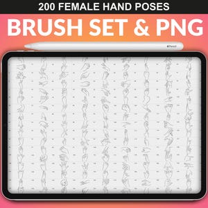Overview of all poses in the FUPstudio female hands bundle. Compatible with Procreate in brush set and PNG format.