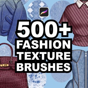 500+ Procreate Fabric Texture Brushes | Realistic Textile Procreate Brush Set for Fashion Design and Apparel Mockups Streetwear