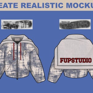 Fashion mockup example created with Procreate texture brushes, showing a realistic jacket design with fabric effects and custom details.