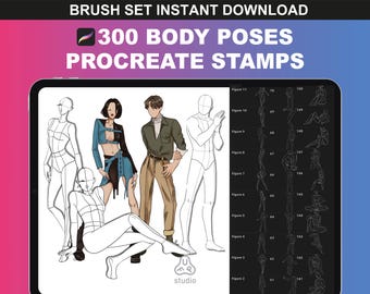 Body Poses Procreate Stamps & Brush Set for Fashion Illustration, Male and Female Body Poses for Fashion Design, Body Mannequin for Drawing
