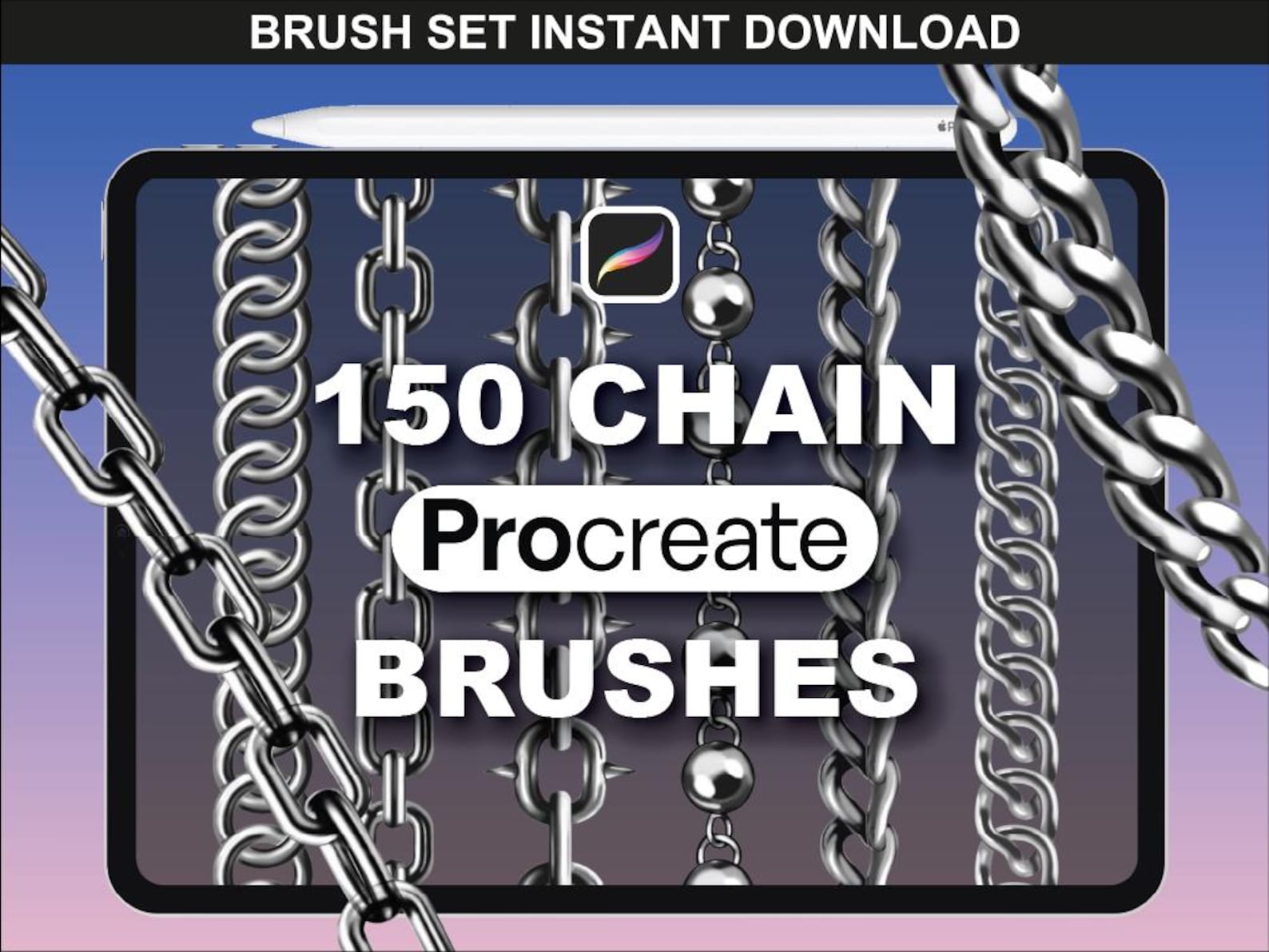 Procreate Chain 150 Procreate Chain Brushes – Metallic Jewelry, Necklace & Fashion ...