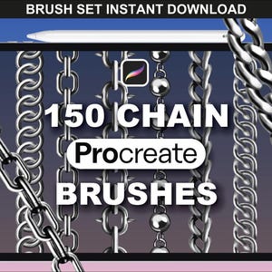 150 Procreate Chain Brushes – Metallic Jewelry, Necklace & Fashion Stamps for Procreate Design and Accessories