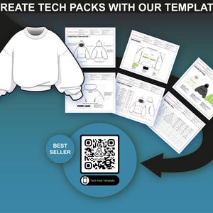 Comprehensive tech pack templates for streetwear garments, included in the FUPstudio streetwear mockups bundle, compatible with multiple design tools.
