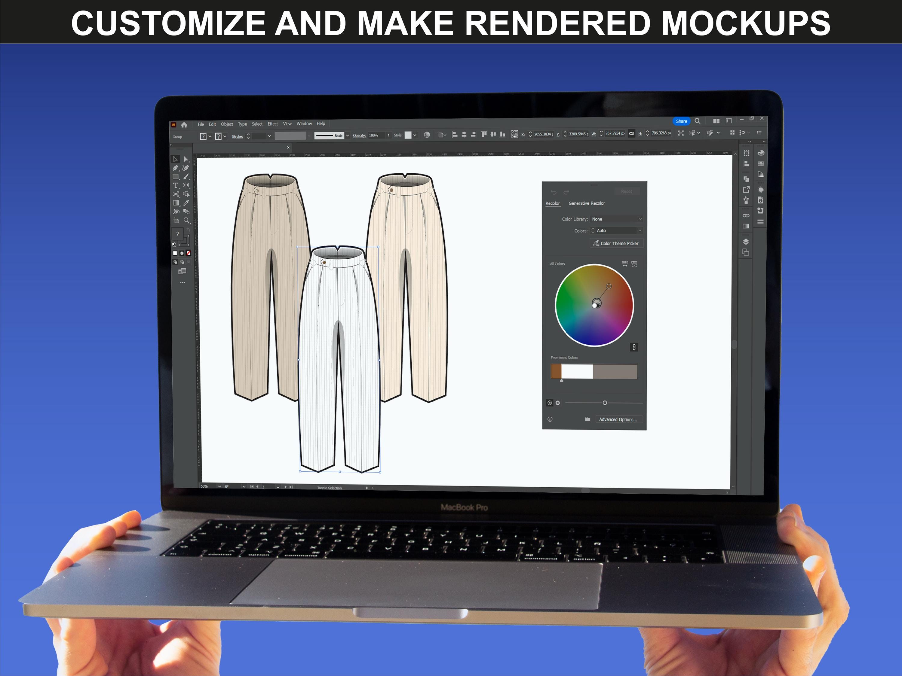 Pants Mockup & Sweatpants Vector Mockups Bundle - Fashion Design Tech ...