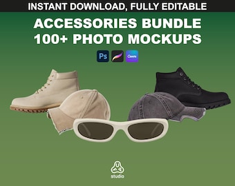 100 Streetwear Accessories Mockups Bundle, for Clothing Design in Procreate, Photoshop and Canva.