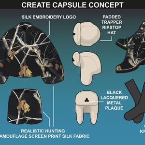 Create capsule collections using streetwear mockups by FUPstudio, featuring vector designs for jackets, hats, boots, and shorts.