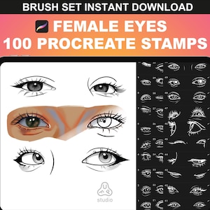 100 Procreate Eyes Stamps | Eyes Procreate Brushes Set for Anime & Digital Art