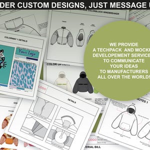 Custom tech pack designs showcasing twill patterns in professional layouts by FUPstudio.