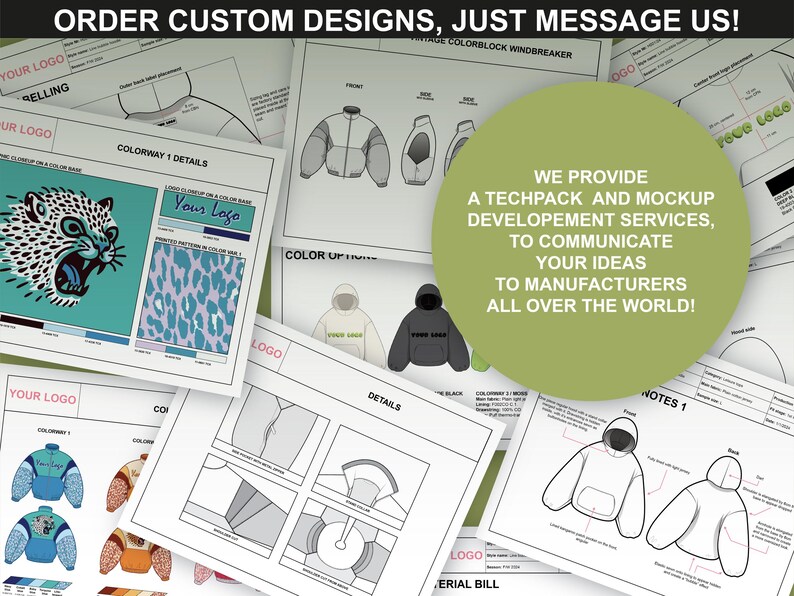 Custom tech pack designs showcasing twill patterns in professional layouts by FUPstudio.