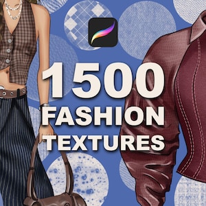 1500 Procreate Texture Brushes – Fabric, Silk, Lace, Fur, Denim, Glitter, Grunge & Animal Skin for Fashion Design and Fashion Illustration