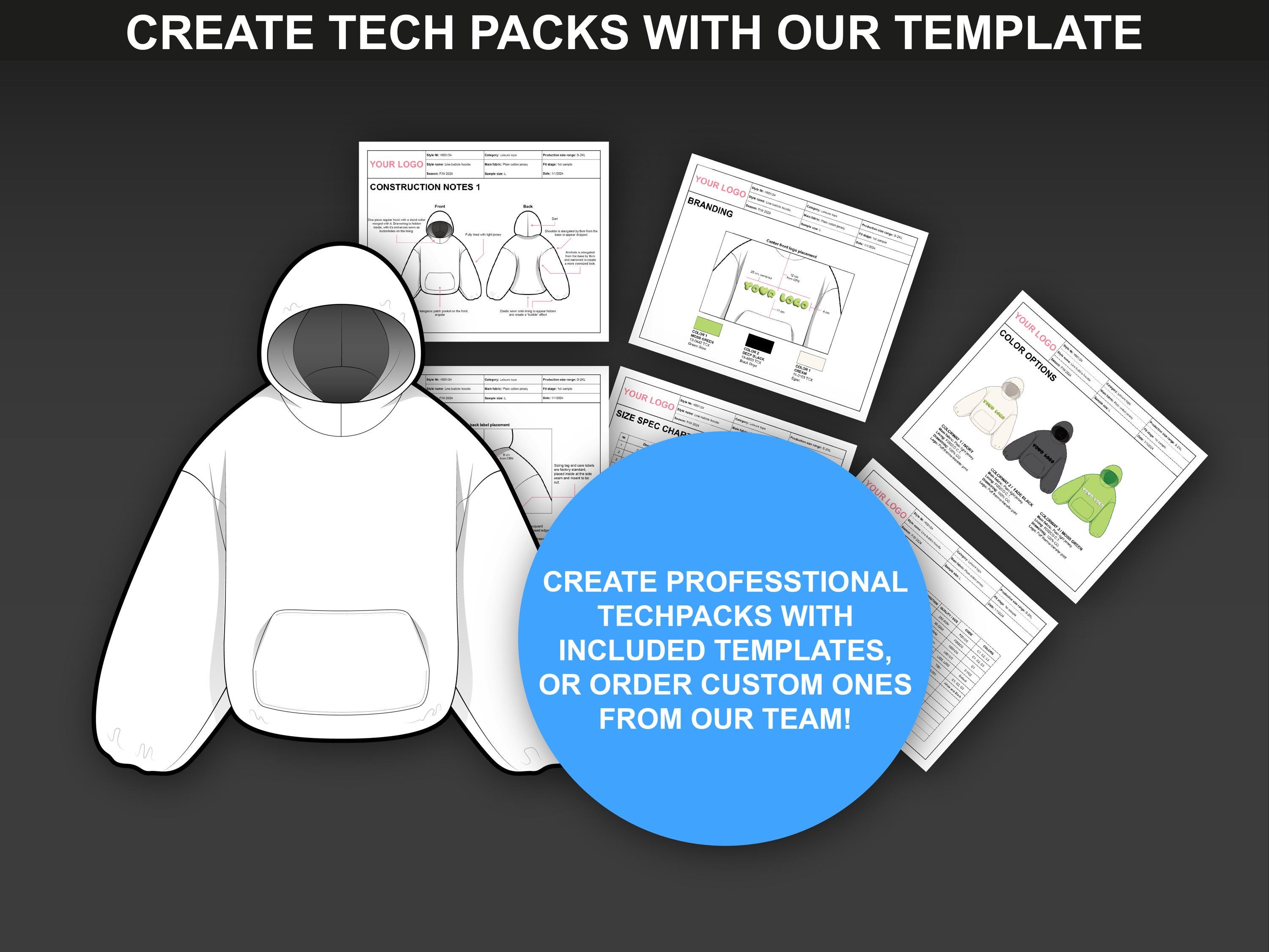 5500 Streetwear Mockups & Vector Clothing Mockup, Techpack Template for ...