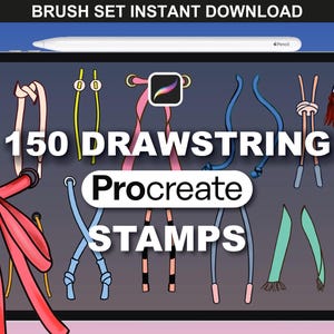 150 Procreate Kordelbürsten - Stempel mit Mode-Schnur, Hoodie-Krawatte & Bekleidung für das Procreate Bekleidungs- und Accessoire-Design