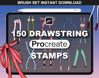 150 Procreate Drawstring Brushes – Fashion Cord, Hoodie Tie & Apparel Detail Stamps for Procreate Clothing and Accessory Design