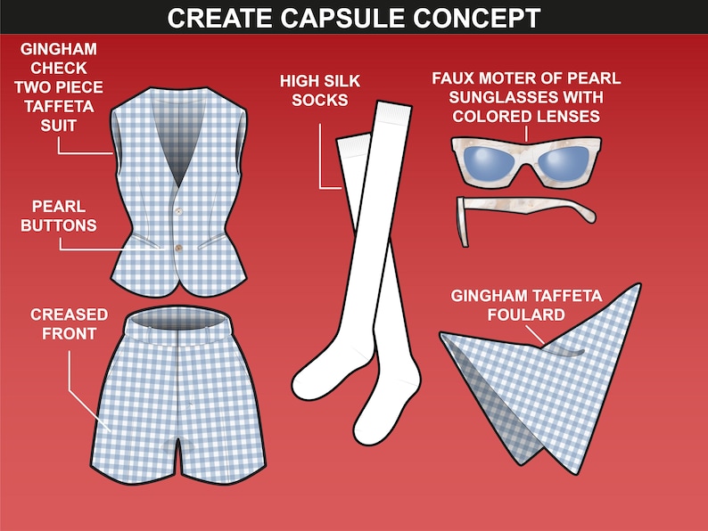 Capsule concept created using patterns from the Check Pattern Bundle by FUPstudio, perfect for fashion design and mockups.