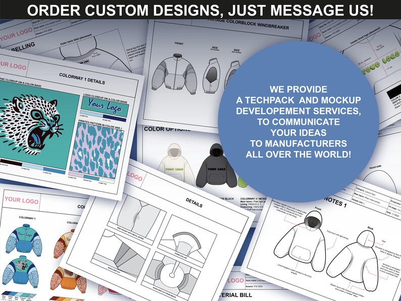 Order custom tech pack services for men shirts. Fully customizable vector mockups and tech packs for fashion designers.