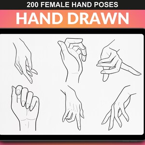 Female hand poses in various positions from FUPstudio's bundle. Compatible with Procreate, perfect for illustrators.