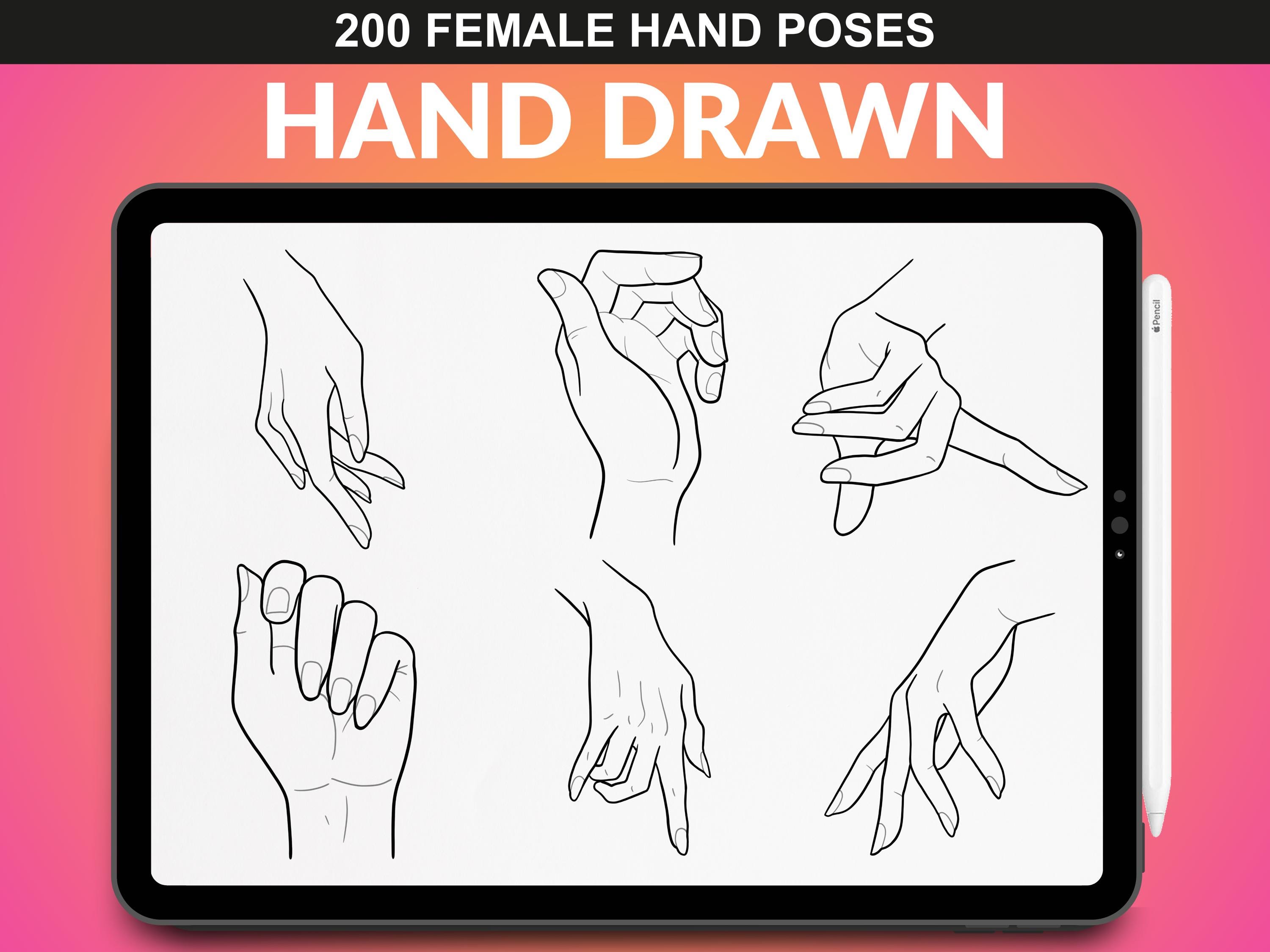 200 Procreate Hand Stamps. Female Procreate Hand Brushes for Body Poses ...