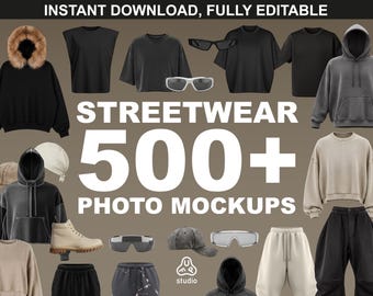 500+ Realistic Mockups Bundle, Streetwear Clothing Mockup Procreate
