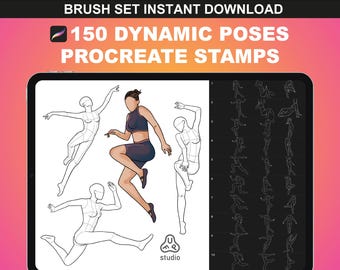 Procreate Female Body Poses Brush Set – Anime Procreate Brushes for Drawing Body Pose Stamps, Male Anatomy Drawing Digital Art