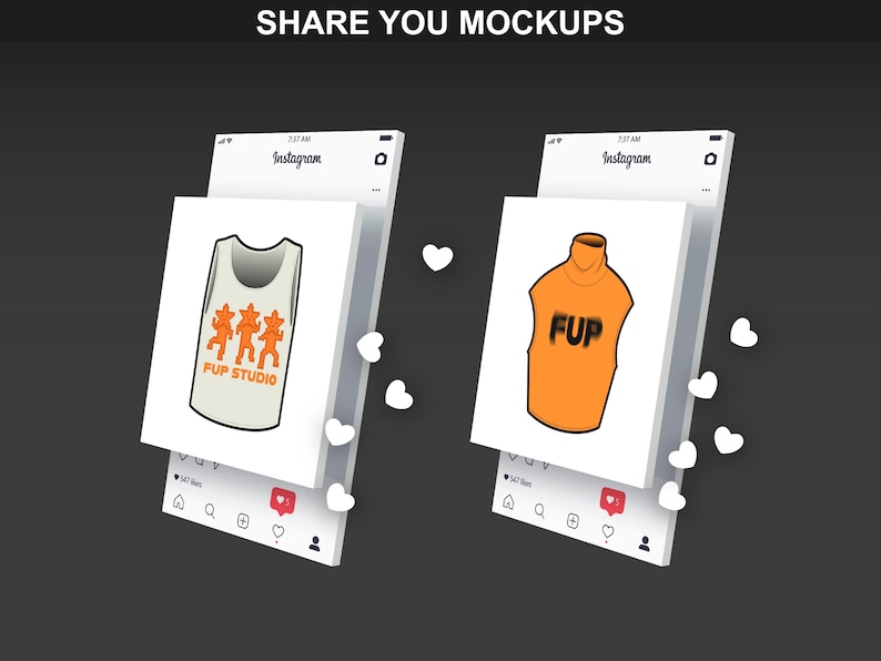 Share your Procreate mockups and clothing designs on Instagram with editable FUPstudio templates, perfect for streetwear branding visuals