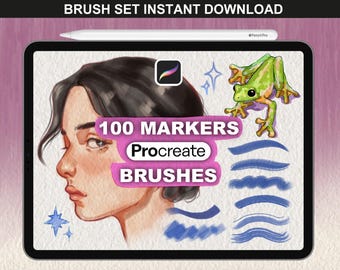 Alcohol Marker Procreate Brushes - 90 Digital Marker Brushes, Canvases & Color Palettes