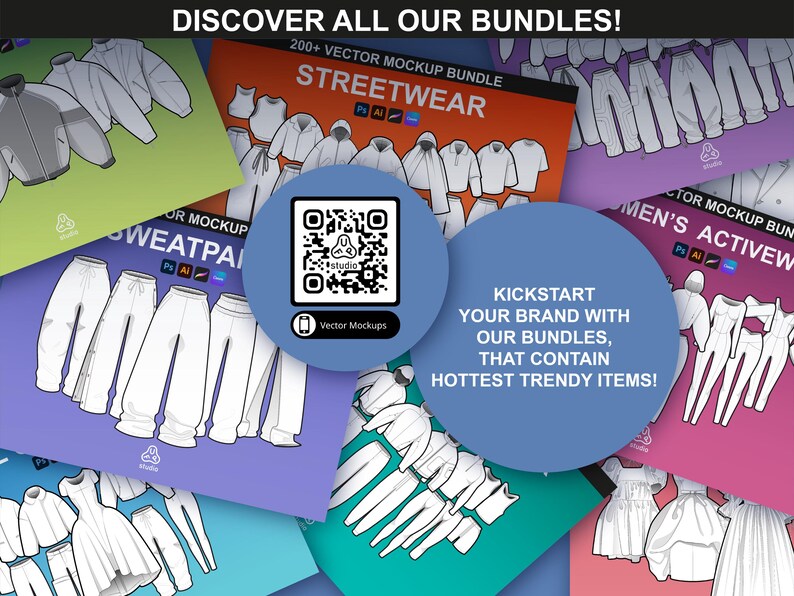 Explore FUPstudio's vector mockup bundles, including men shirts and streetwear templates for fashion designers and tech pack creation.