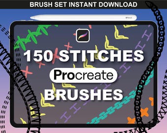 150 Procreate Stitch Brushes - Fashion Zipper Stamps für Procreate Kleidung Mockups, Accessoires & Bekleidungsdesign