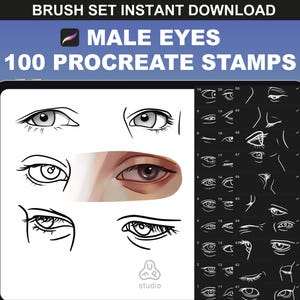 100 Procreate Eyes Stamps | Male Eyes Procreate Brushes Set for Anime & Digital Art