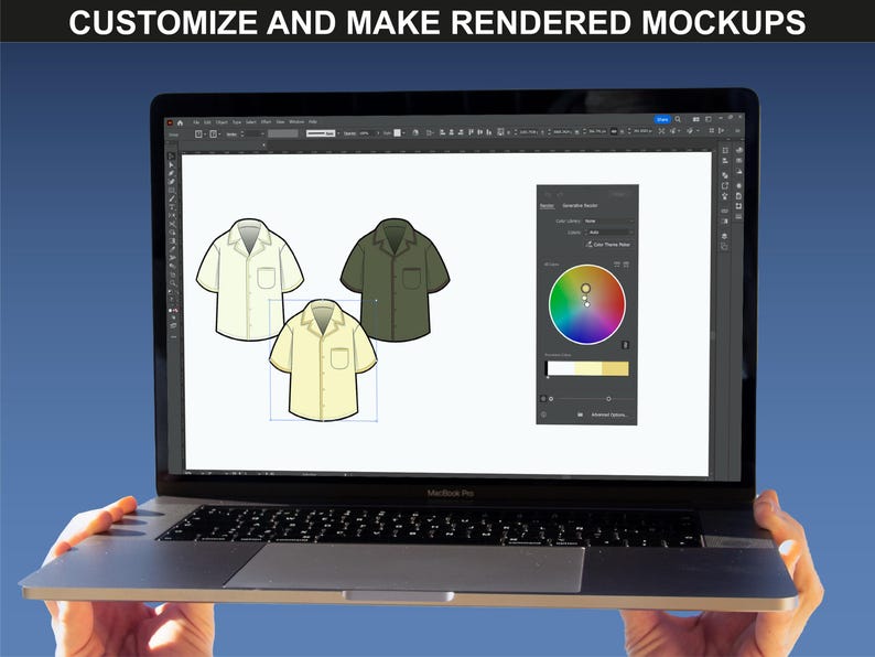 Men shirt vector mockups with editable layers for fashion design. Compatible with Canva, Adobe Illustrator, and Procreate.