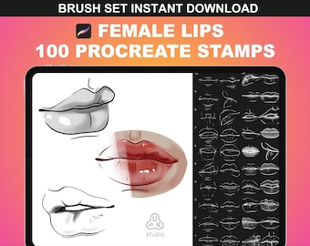 100 Procreate Lip Stamps | Realistic Lip Brush Set for Anime & Portraits