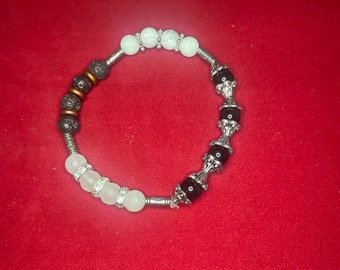 Beaded Gemstone Bracelet with Lava Stone
