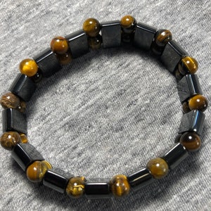 Hematite and tigers eye energy bracelet
