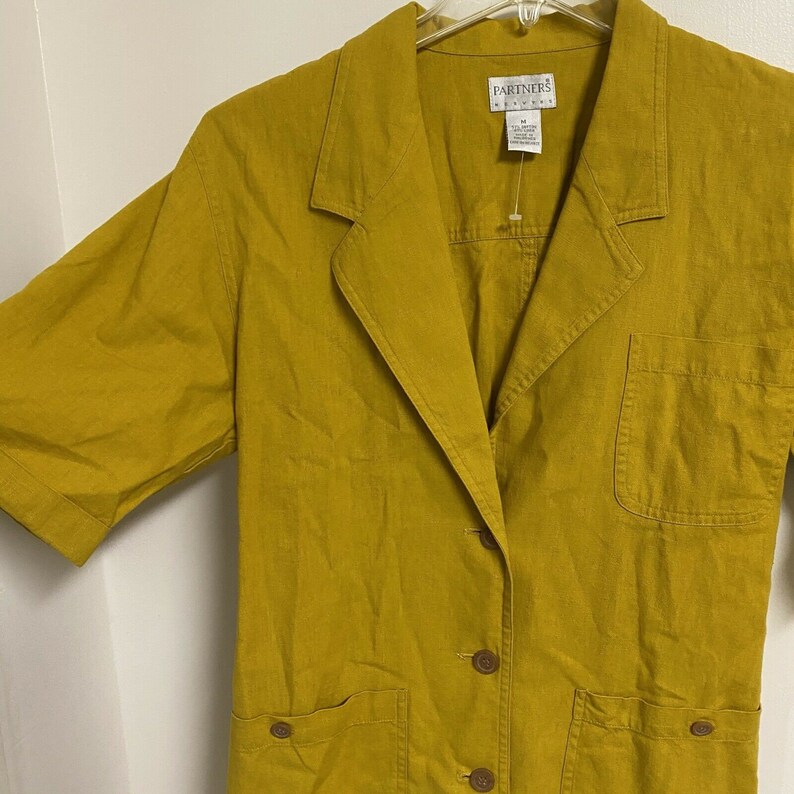 Partners Mervyns Women/'s Sz M Vintage 80/'s Mustard Blouse Top Shirt Smock