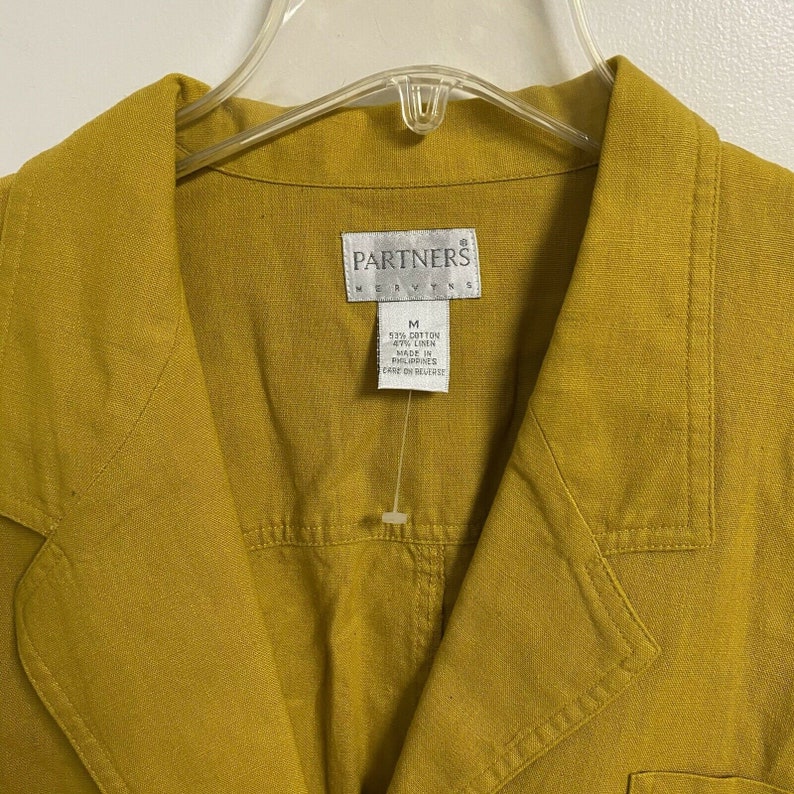 Partners Mervyns Women/'s Sz M Vintage 80/'s Mustard Blouse Top Shirt Smock
