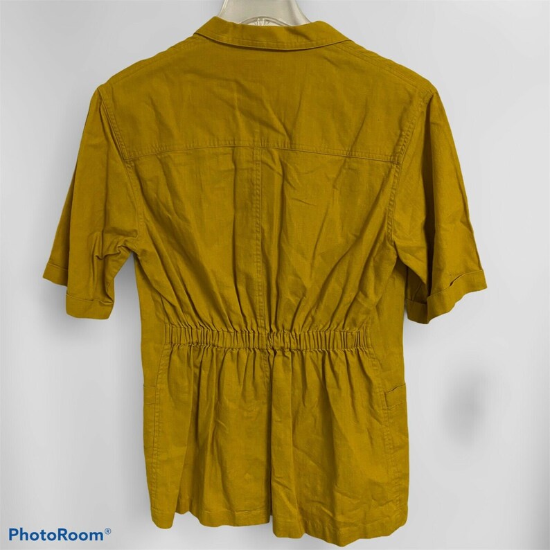 Partners Mervyns Women/'s Sz M Vintage 80/'s Mustard Blouse Top Shirt Smock