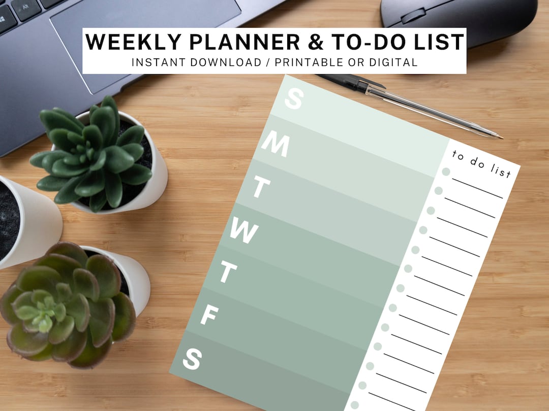 Minimalist Weekly Planner & To-do List: Printable PDF (instant Download ...
