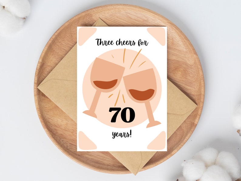 70th Birthday Card: Cheers to 70 Years Printable (PDF) - Etsy Australia