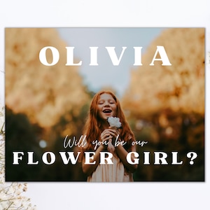 Flower Girl Proposal Card Template | Will You Be Our Flower Girl | Personalized Flower Girl Card With Photo | Canva Flower Girl Template