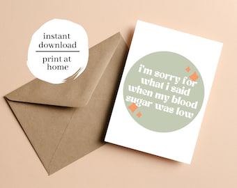 Printable Card | T1D Card | Type 1 Diabetes | Card For Friend | Anniversary Card | Blood Sugar Card | Diabetes Gifts | Type 2 Diaversary