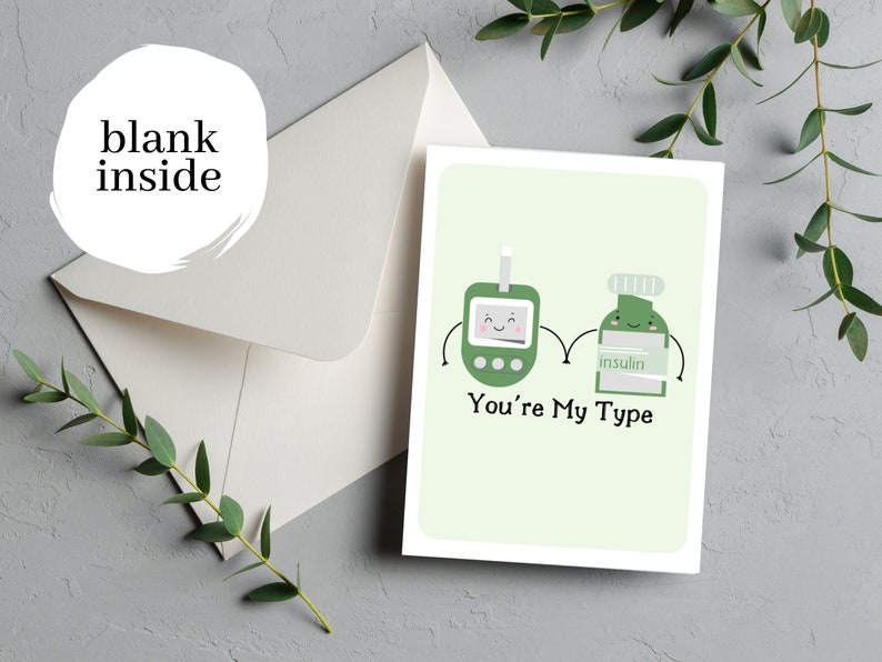 Printable Card T1D Card Type 2 Diabetes Card for Friend Anniversary