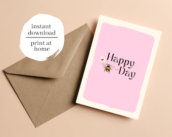 Printable Card | Gratitude Card | Birthday Card | Card for Sibling | Card for Parent | Card for Friend | Card for Family | Cute Bee Card