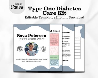 Type 1 Diabetes Care Plan Kit I Diabetes Teacher Caregiver Support Guide I Editable Canva Template I T1D Action Plan I Child Health Info