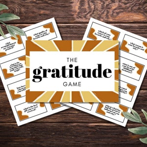 El juego de gratitud / Descarga instantánea / Imprimible / Ideal para vacaciones y reuniones o como indicaciones de diario / Juego de fiesta / Actividad de cuidado personal