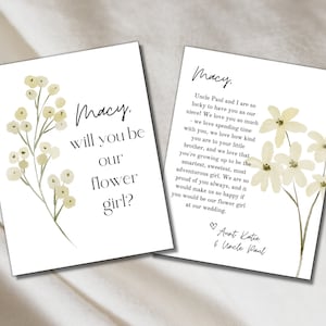 Blumen Mädchen Vorschlag Card Template | Willst du unser Blumenmädchen sein | Klassisch personalisierte Blumen-Mädchen Karte | Canva Blumenmädchen Kartenvorlage
