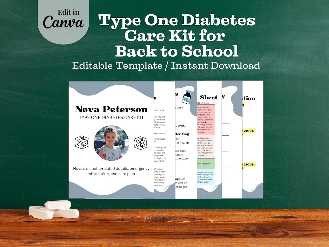 Type 1 Diabetes (T1D) School Care Kit: Editable Emergency Plan (canva ...